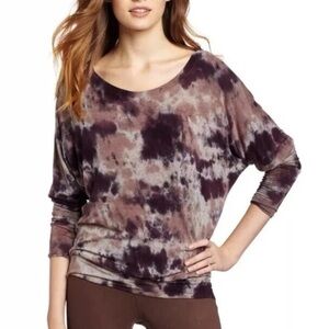 Michael Stars Women’s Long Sleeve Dolman Scoop Neck Lava Tie Dye Hippie Dance OS